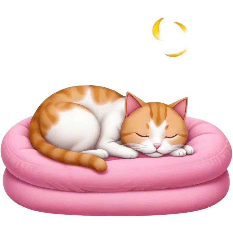 Cat sleeping in pink bed emoji