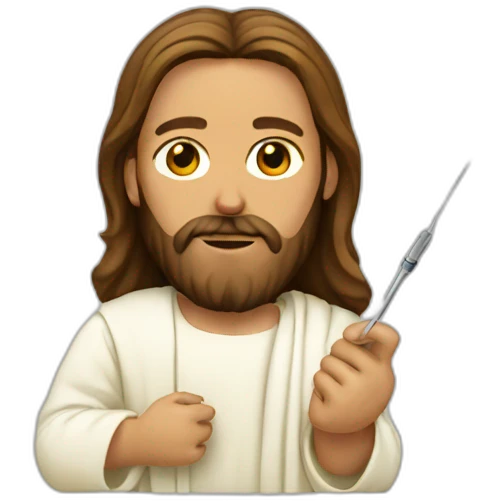 Jesus using a needle emoji