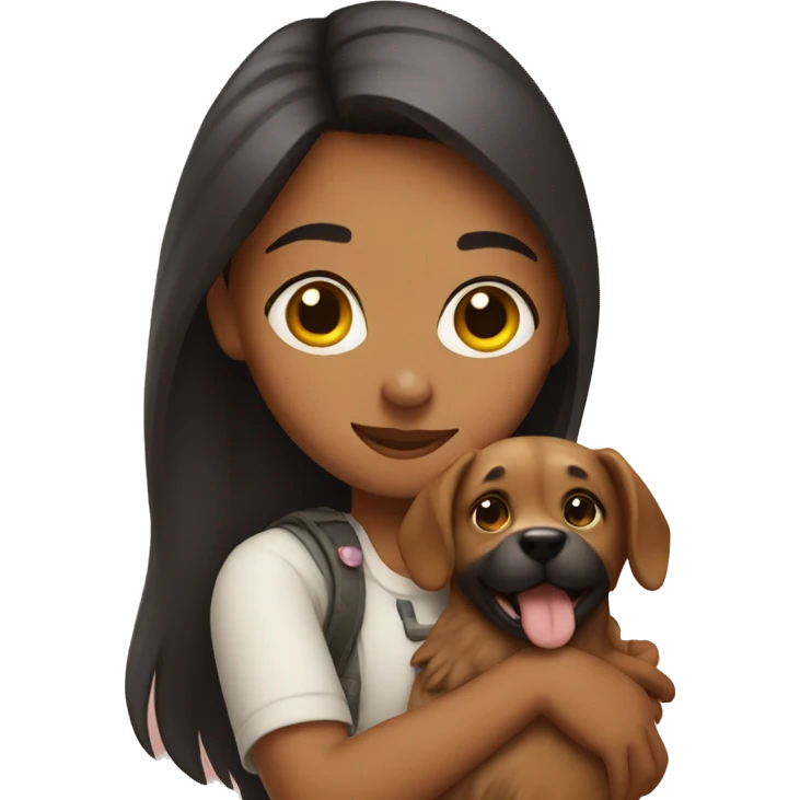 girl holding dog emoji
