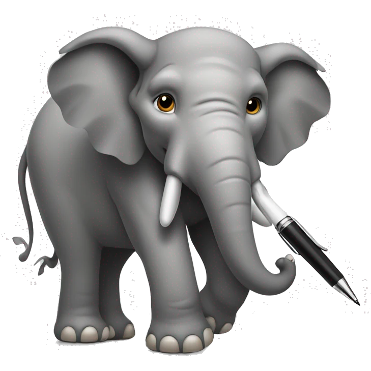 An elephant with claws and a sharp teeth and a pen emoji