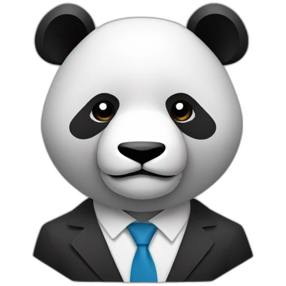 The head is a polygonal panda and the upper body is a suit. emoji