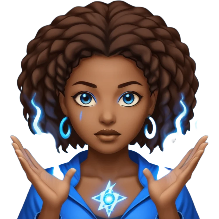 black woman summoning electric emoji
