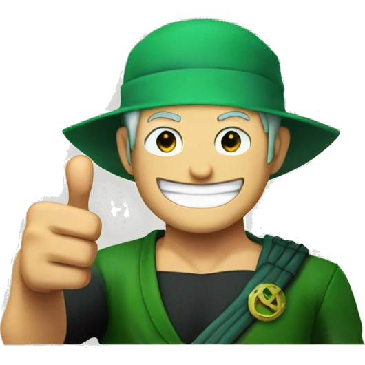 Zoro smiling and doing a thumbs up emoji