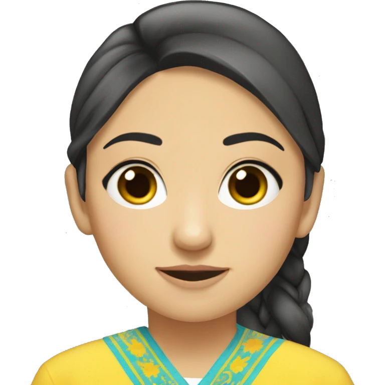 Kazakh-student-girl-black eyes-national clothes emoji