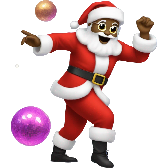 Dancing Santa with disco balls emoji