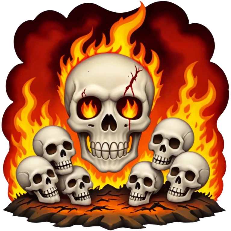 A burning hell landscape in the style of rott8ng corpses in the style of your bloody skull art emoji