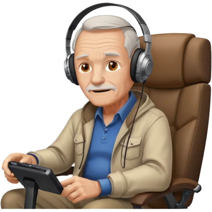 old man in gaming chair at a gaming desk emoji