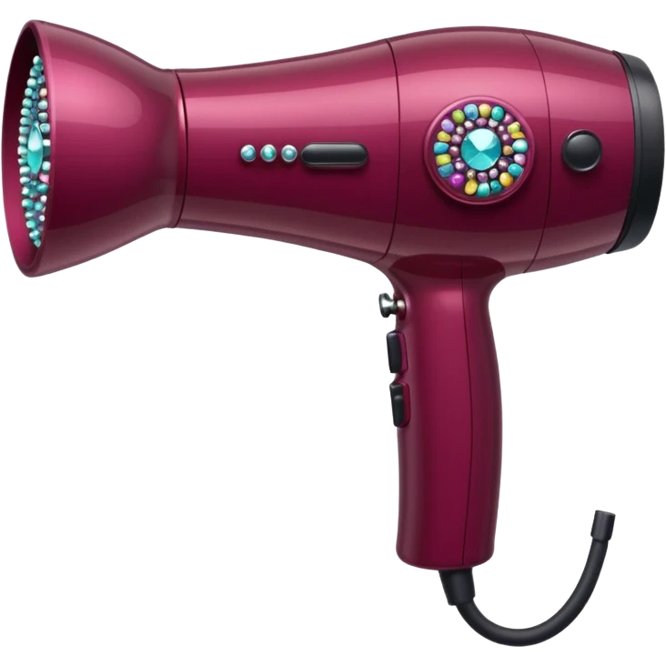 burgundy blow dryer covered in gems emoji