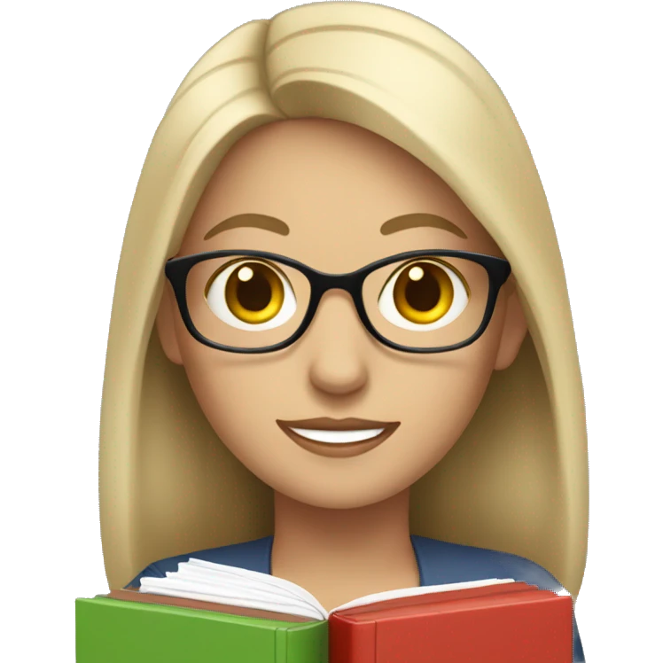 white female with dark hair teacher holding books emoji