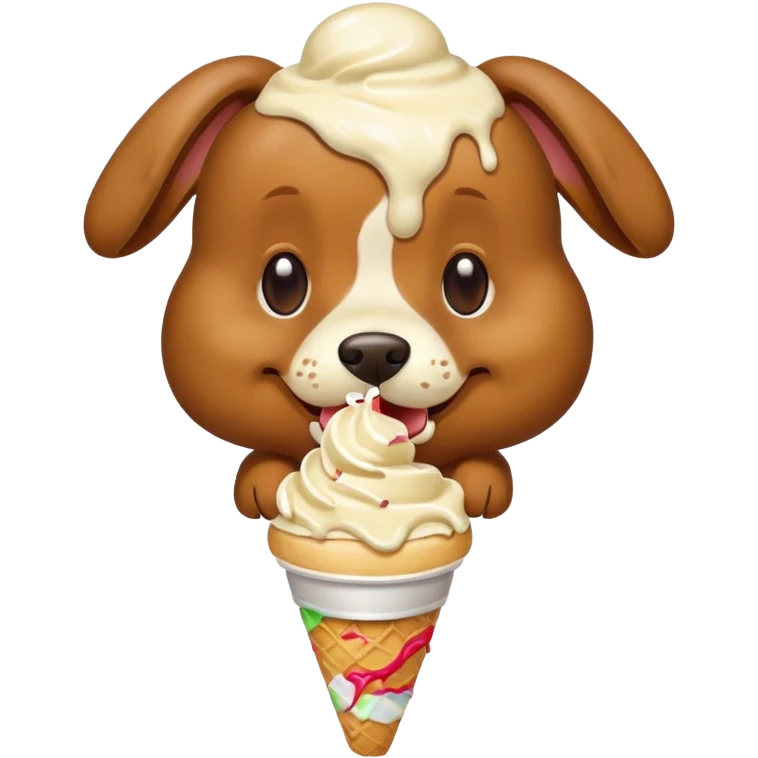 Dog eating an ice cream emoji