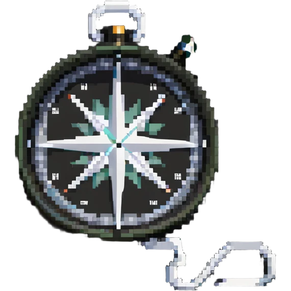 The standard iOS compass emoji 🧭 with a white ribbon threaded through the small loop at the top of the compass emoji