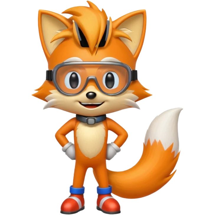 Tails from Sonic the Hedgehog, smiling with goggles on head emoji
