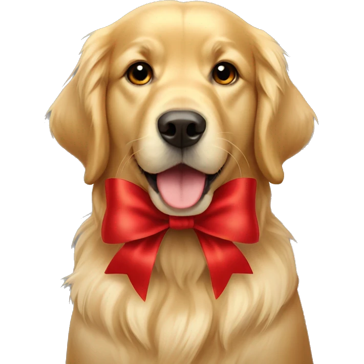Golden Retriever with red bow  emoji