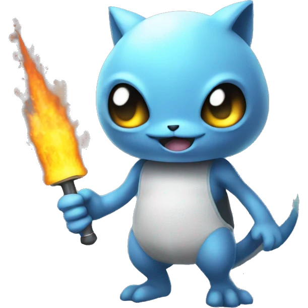 hydrogen element as a pokemon style creature with a weapon emoji