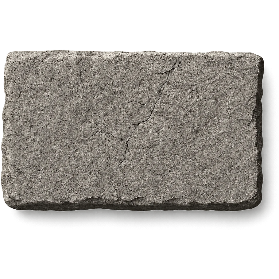 a rough-edged rectangular stone, visible cracks and texture, isolated on transparent background emoji