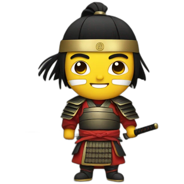 Epic Samurai with a flat smiling emoji emoji