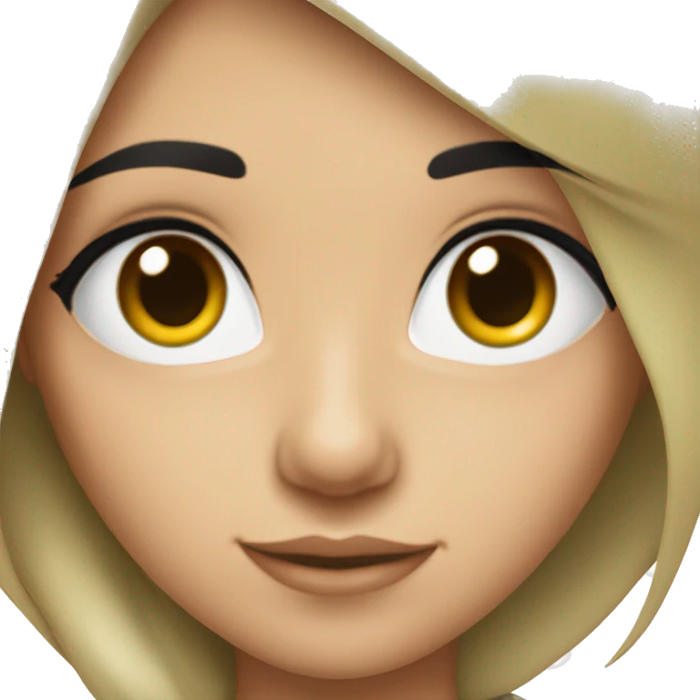 olive skinned girl, with straight black hair, false eyelashes emoji