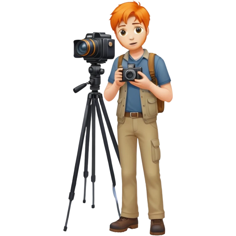 orange hair full body man with camera standing emoji