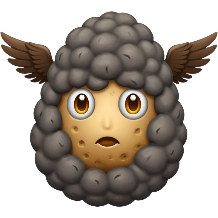 storm cloud and a potato with wings emoji
