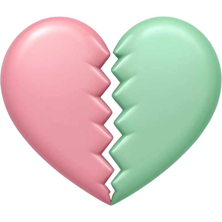 A half pastel green half pastel pink heart emoji