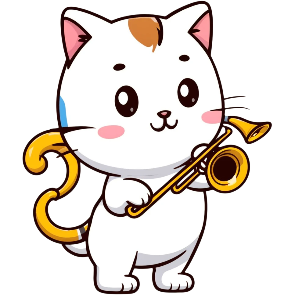 cat playing trombone emoji