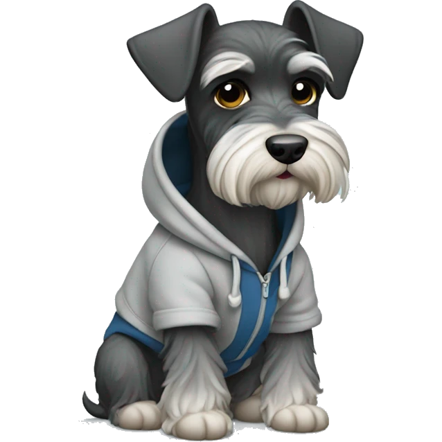 Mini schnauzer wearing a hoodie emoji