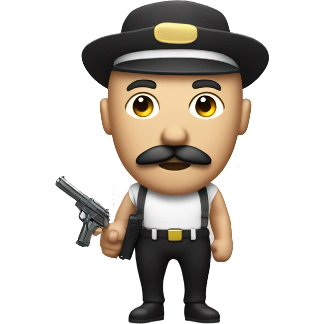 Buzzed head and mustache runner with pistol emoji