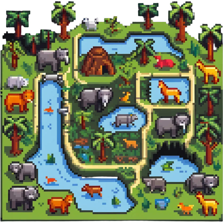 zoo map with animal habitats emoji