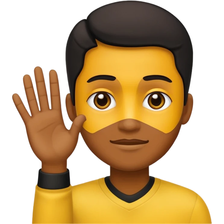 Emojic desatasco mesías en amarillo y negro mano arriba emoji