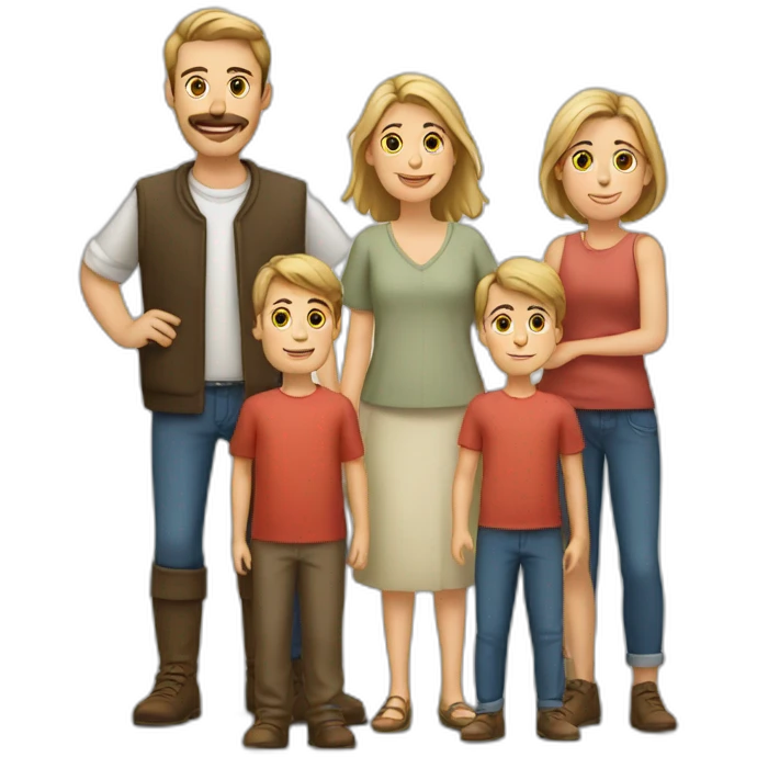 European family with 1 father 1 mother and 3 sons emoji