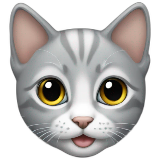 grey kitten with body showing emoji