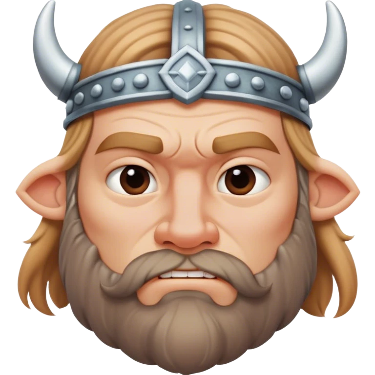  viking face with furrowed eyebrows looking upwards with thumb and index finger resting on its chin. emoji