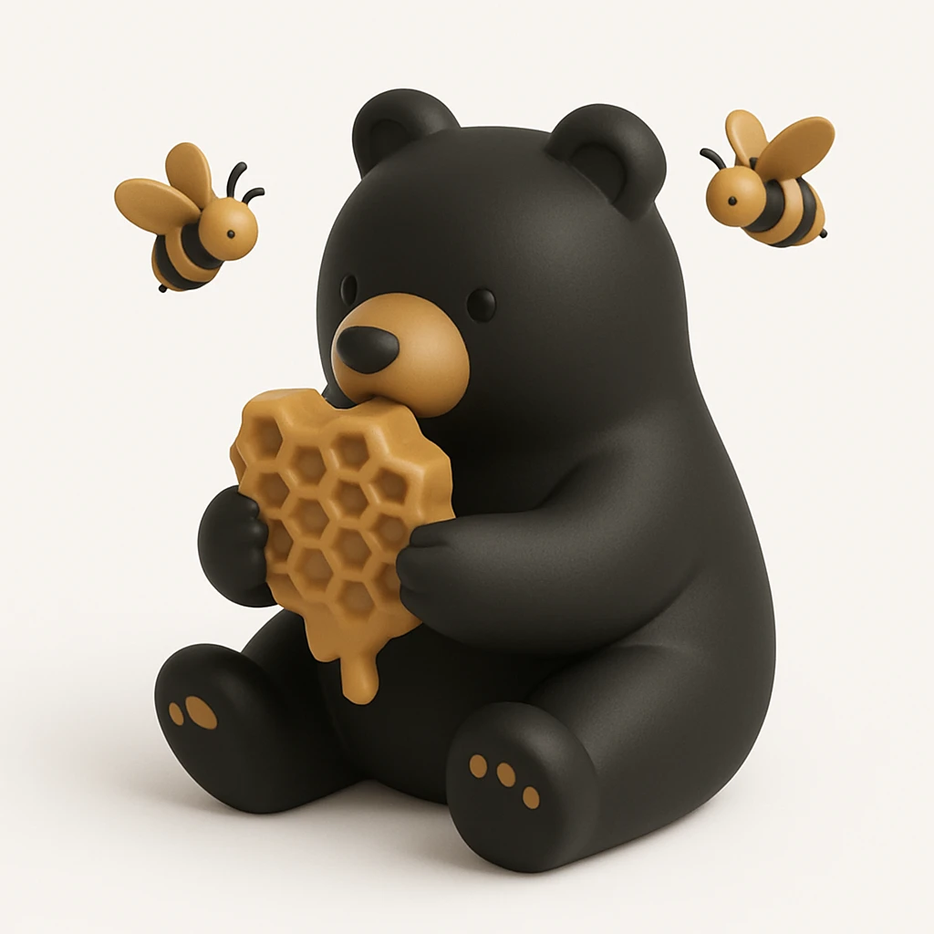 bear eating honeycomb with bees flying around emoji