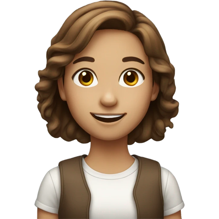 smiling girl with brown hair emoji