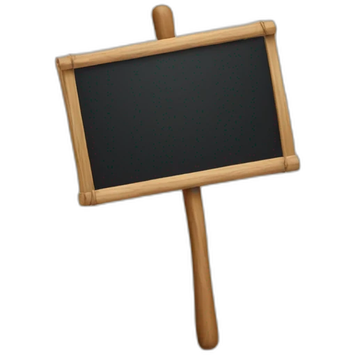 Male hand holding blank banner on wooden stick  emoji