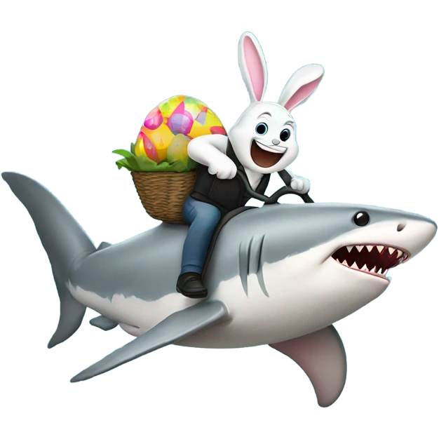 easter bunny riding a shark  emoji
