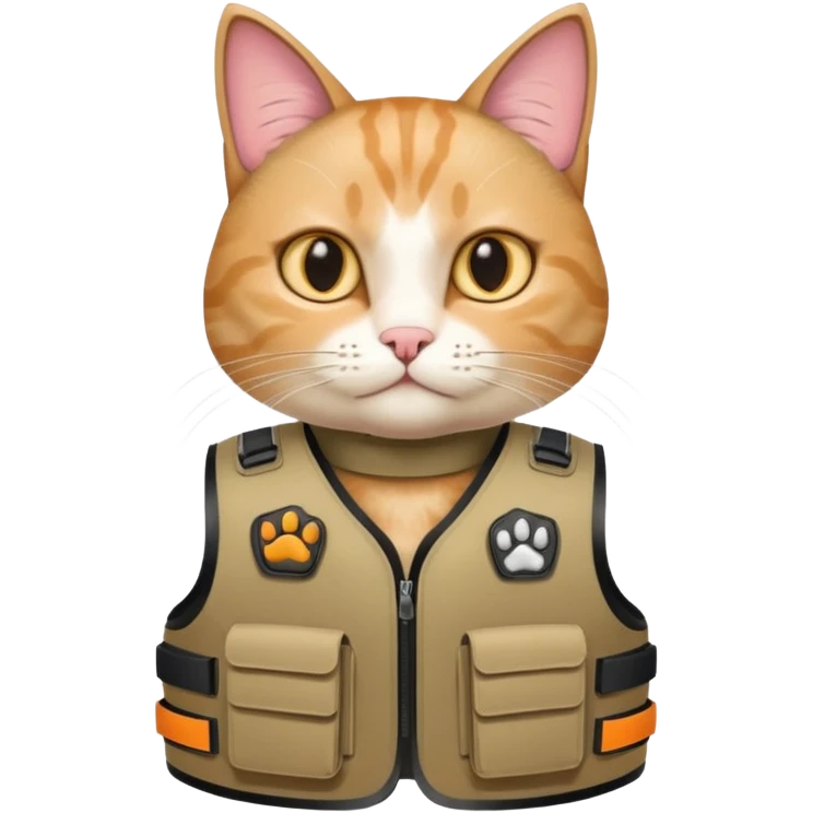 Cat wearing bullet proof, with hands emoji