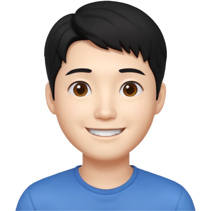 귀엽게 생긴 검정머리 피부하얀 한국 남자 3D 생성 emoji