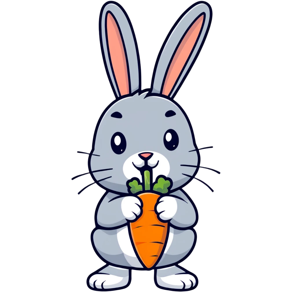 bugs bunny cartoon rabbit with carrot emoji