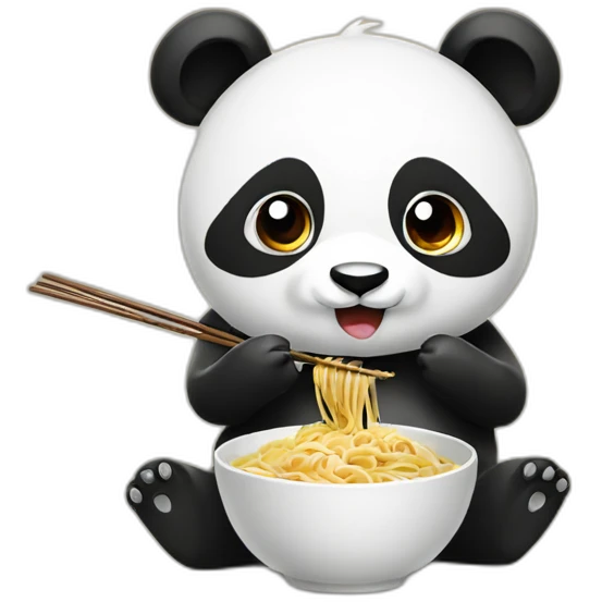 panda eating noodles with chopsticks emoji