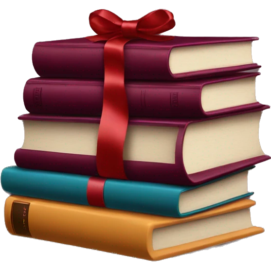 A stack of books is burgundy a ribbon emoji