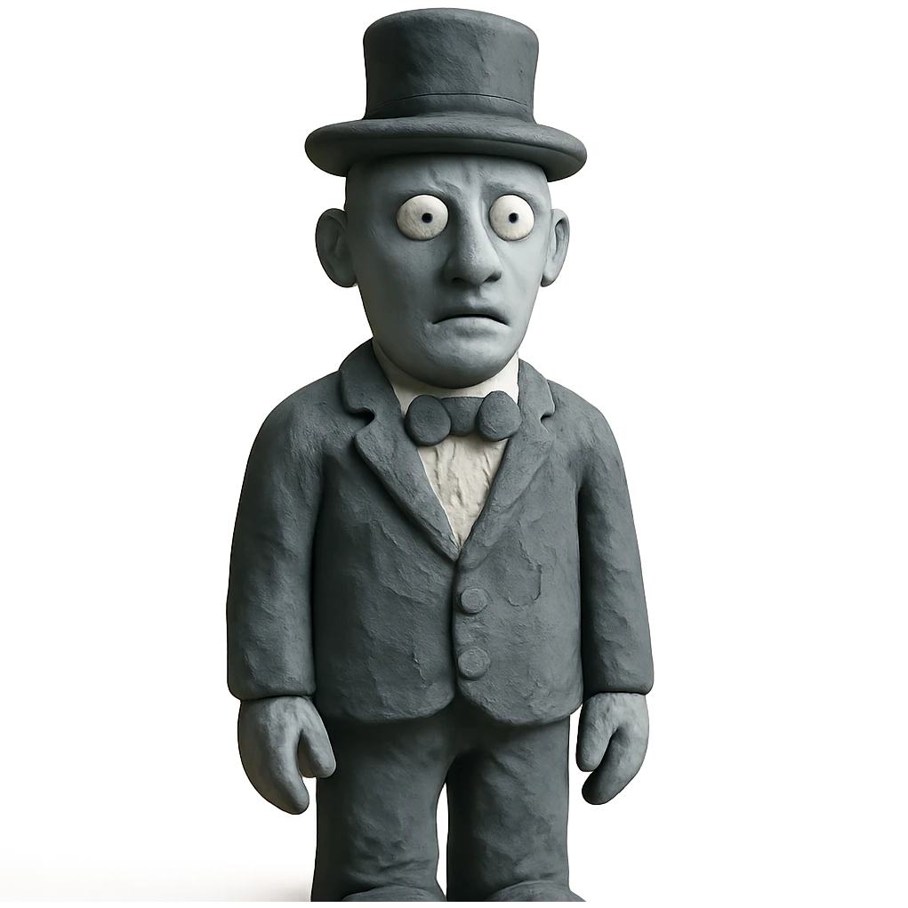 frozen man in a black and white suit with a top hat emoji