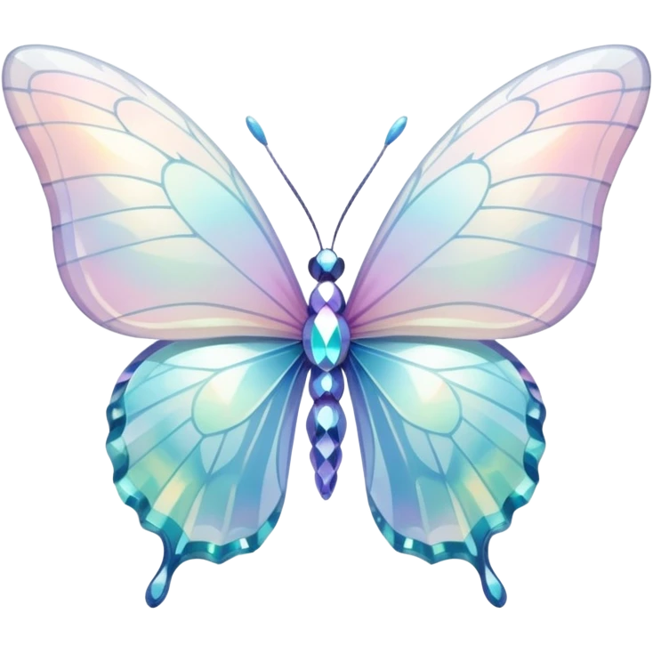 Pastel white iridescent glass crystal butterfly emoji