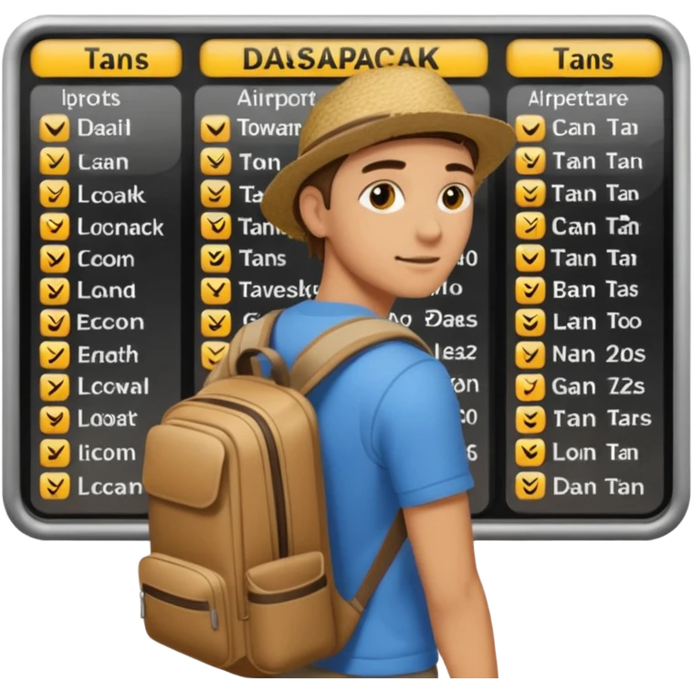 Traveler character with Looking toward a departure board  emoji