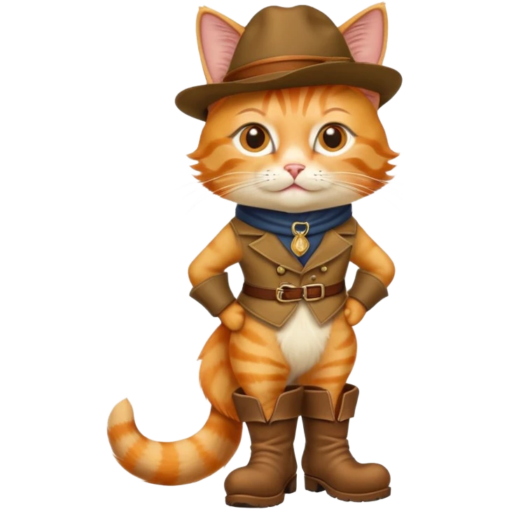 classic Puss in Boots with iconic hat and boots, confident pose emoji