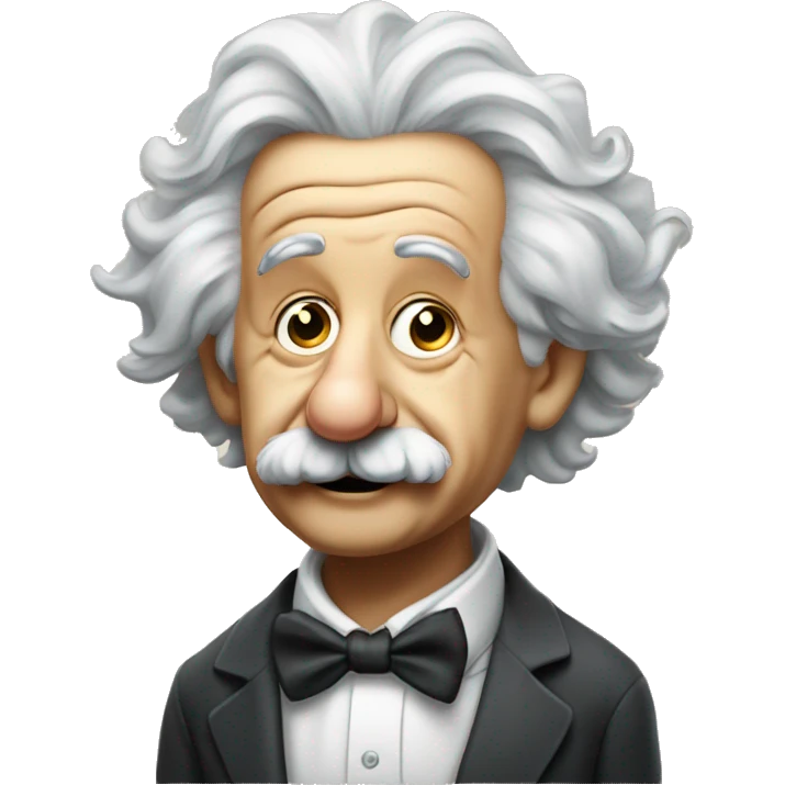 a mischievous looking albert Einstein full body wearing a bow tie emoji