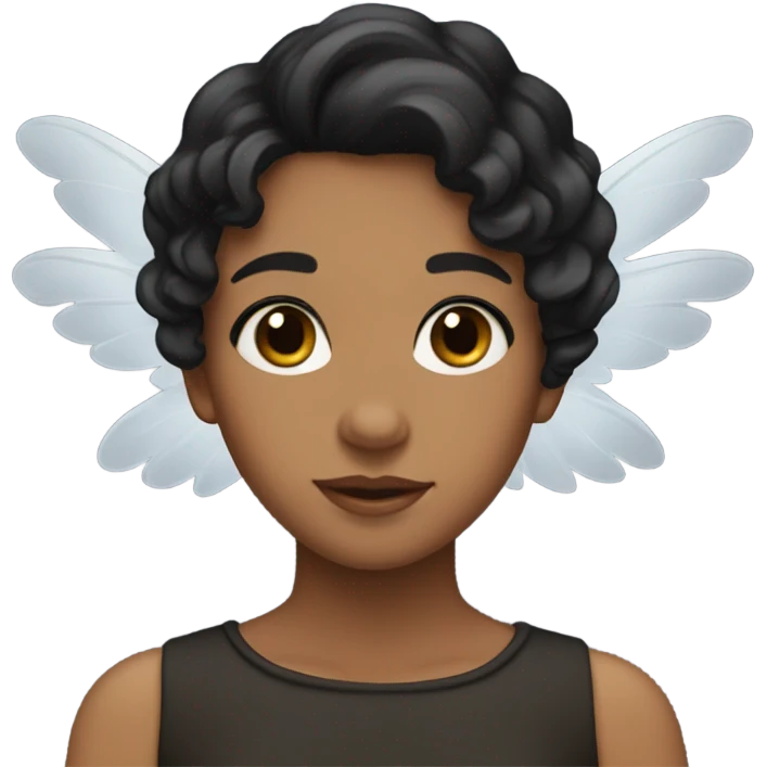 a girl with wavy black hair and wings  emoji
