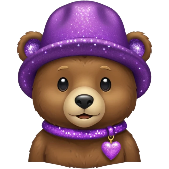 Urso adulto com boné roxo com glitter emoji