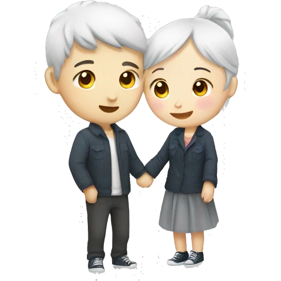 Hug kiss asia male and female white skin emoji