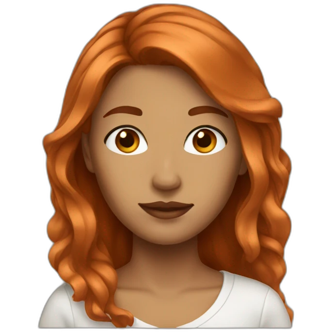 Woman copper hair and brown eyes emoji